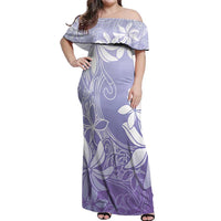 Tiare Tahiti Off Shoulder Maxi Dress Purple Polynesia Motifs LT05 Women Purple - Polynesian Pride