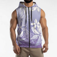Tiare Tahiti Sleeveless Zip Hoodie Purple Polynesia Motifs LT05 - Polynesian Pride