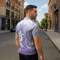 Tiare Tahiti Zipper Polo Shirt Purple Polynesia Motifs LT05 - Polynesian Pride
