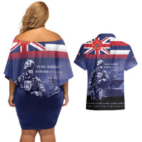 Hawaii Pearl Harbor Remembrance Day Couples Matching Off Shoulder Short Dress and Hawaiian Shirt Flag Style LT05 - Polynesian Pride