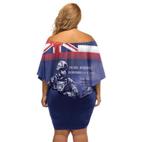 Hawaii Pearl Harbor Remembrance Day Family Matching Off Shoulder Short Dress and Hawaiian Shirt Flag Style