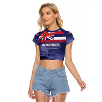 Hawaii Pearl Harbor Remembrance Day Raglan Cropped T Shirt Flag Style LT05 Female Blue - Polynesian Pride