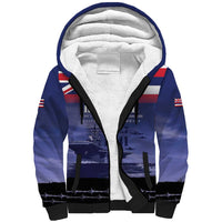 Hawaii Pearl Harbor Remembrance Day Sherpa Hoodie Flag Style LT05 Unisex Blue - Polynesian Pride