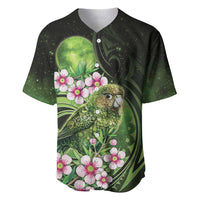 New Zealand Aotearoa Kakapo Baseball Jersey Maori Pattern With Manuka Galaxy Style LT05 Green - Polynesian Pride