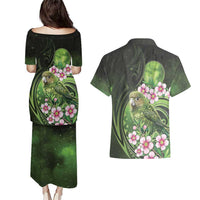 New Zealand Aotearoa Kakapo Couples Matching Puletasi and Hawaiian Shirt Maori Pattern With Manuka Galaxy Style - Polynesian Pride