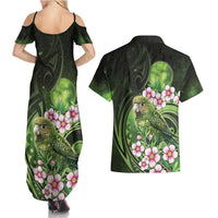 New Zealand Aotearoa Kakapo Couples Matching Summer Maxi Dress and Hawaiian Shirt Maori Pattern With Manuka Galaxy Style LT05 - Polynesian Pride