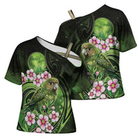 New Zealand Aotearoa Kakapo Cross Shoulder Shirt Maori Pattern With Manuka Galaxy Style LT05 - Polynesian Pride