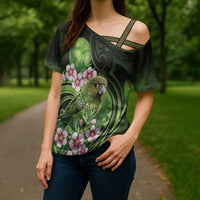 New Zealand Aotearoa Kakapo Cross Shoulder Shirt Maori Pattern With Manuka Galaxy Style - Polynesian Pride