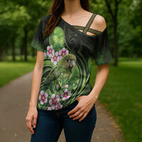 New Zealand Aotearoa Kakapo Cross Shoulder Shirt Maori Pattern With Manuka Galaxy Style LT05 - Polynesian Pride