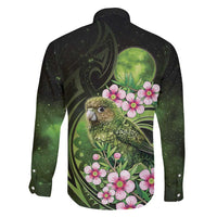 New Zealand Aotearoa Kakapo Family Matching Long Sleeve Bodycon Dress and Hawaiian Shirt Maori Pattern With Manuka Galaxy Style - Polynesian Pride