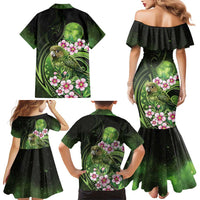 New Zealand Aotearoa Kakapo Family Matching Mermaid Dress and Hawaiian Shirt Maori Pattern With Manuka Galaxy Style - Polynesian Pride