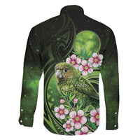 New Zealand Aotearoa Kakapo Family Matching Off Shoulder Short Dress and Hawaiian Shirt Maori Pattern With Manuka Galaxy Style LT05 - Polynesian Pride