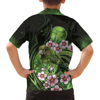 New Zealand Aotearoa Kakapo Family Matching Puletasi and Hawaiian Shirt Maori Pattern With Manuka Galaxy Style - Polynesian Pride