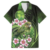 New Zealand Aotearoa Kakapo Family Matching Short Sleeve Bodycon Dress and Hawaiian Shirt Maori Pattern With Manuka Galaxy Style - Polynesian Pride