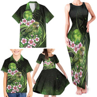 New Zealand Aotearoa Kakapo Family Matching Tank Maxi Dress and Hawaiian Shirt Maori Pattern With Manuka Galaxy Style - Polynesian Pride