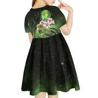 New Zealand Aotearoa Kakapo Kid Short Sleeve Dress Maori Pattern With Manuka Galaxy Style LT05 - Polynesian Pride