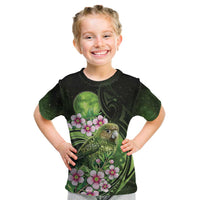 New Zealand Aotearoa Kakapo Kid T Shirt Maori Pattern With Manuka Galaxy Style LT05 Green - Polynesian Pride