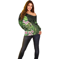 New Zealand Aotearoa Kakapo Off Shoulder Sweater Maori Pattern With Manuka Galaxy Style - Polynesian Pride