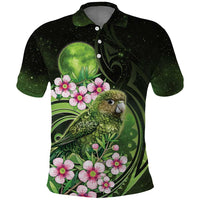 New Zealand Aotearoa Kakapo Polo Shirt Maori Pattern With Manuka Galaxy Style LT05 Green - Polynesian Pride
