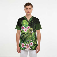 New Zealand Aotearoa Kakapo Scrub Top Maori Pattern With Manuka Galaxy Style - Polynesian Pride