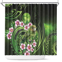New Zealand Aotearoa Kakapo Shower Curtain Maori Pattern With Manuka Galaxy Style - Polynesian Pride