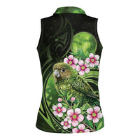 New Zealand Aotearoa Kakapo Women Sleeveless Polo Shirt Maori Pattern With Manuka Galaxy Style - Polynesian Pride