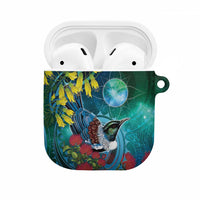 New Zealand Tui Bird AirPods Case Maori Koru With Pohutukawa Galaxy Style - Polynesian Pride
