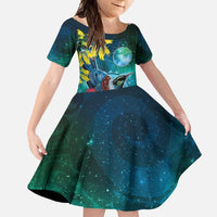 New Zealand Tui Bird Family Matching Mermaid Dress and Hawaiian Shirt Maori Koru With Pohutukawa Galaxy Style - Polynesian Pride