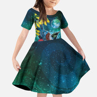 New Zealand Tui Bird Family Matching Mermaid Dress and Hawaiian Shirt Maori Koru With Pohutukawa Galaxy Style - Polynesian Pride