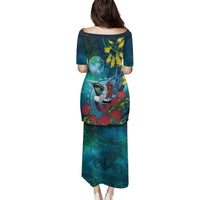 New Zealand Tui Bird Family Matching Puletasi and Hawaiian Shirt Maori Koru With Pohutukawa Galaxy Style - Polynesian Pride