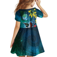 New Zealand Tui Bird Family Matching Tank Maxi Dress and Hawaiian Shirt Maori Koru With Pohutukawa Galaxy Style - Polynesian Pride