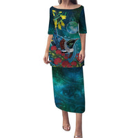 New Zealand Tui Bird Puletasi Maori Koru With Pohutukawa Galaxy Style - Polynesian Pride