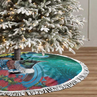 New Zealand Tui Bird Tree Skirt Maori Koru With Pohutukawa Galaxy Style - Polynesian Pride
