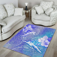 Couple Blue Sea Turtle Heart Love Area Rug LT05 - Polynesian Pride