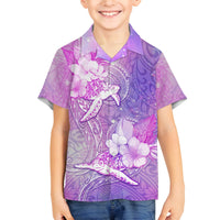 Couple Sea Turtle Love Give Us A Fairytale Family Matching Off Shoulder Short Dress and Hawaiian Shirt LT05 Son's Shirt Pink - Polynesian Pride