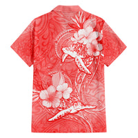 Polynesia Sea Turtle Couple Family Matching Off Shoulder Long Sleeve Dress and Hawaiian Shirt Happy Valentine Day Red LT05 - Polynesian Pride