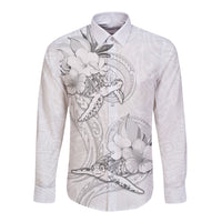 Polynesia Sea Turtle Couple Long Sleeve Button Shirt Happy Valentine Day White LT05 Unisex White - Polynesian Pride