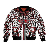 Custom Aotearoa Ngapuhi Bomber Jacket Maori Tribal Pattern Mix Poutama LT05 Unisex Red - Polynesian Pride