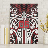 Custom Aotearoa Ngapuhi Canvas Wall Art Maori Tribal Pattern Mix Poutama LT05 Without Frame Red - Polynesian Pride