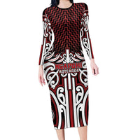 Custom Aotearoa Ngapuhi Family Matching Long Sleeve Bodycon Dress and Hawaiian Shirt Maori Tribal Pattern Mix Poutama