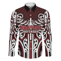 Custom Aotearoa Ngapuhi Family Matching Off The Shoulder Long Sleeve Dress and Hawaiian Shirt Maori Tribal Pattern Mix Poutama