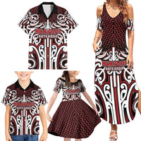 Custom Aotearoa Ngapuhi Family Matching Summer Maxi Dress and Hawaiian Shirt Maori Tribal Pattern Mix Poutama