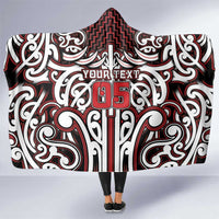 Custom Aotearoa Ngapuhi Hooded Blanket Maori Tribal Pattern Mix Poutama LT05 One Size Red - Polynesian Pride