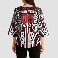 Custom Aotearoa Ngapuhi Kimono Sleeve Blouse Maori Tribal Pattern Mix Poutama LT05 - Polynesian Pride