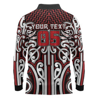 Custom Aotearoa Ngapuhi Long Sleeve Polo Shirt Maori Tribal Pattern Mix Poutama LT05 - Polynesian Pride