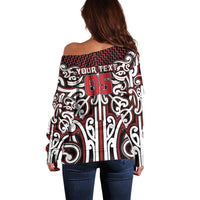 Custom Aotearoa Ngapuhi Off Shoulder Sweater Maori Tribal Pattern Mix Poutama LT05 - Polynesian Pride
