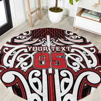 Custom Aotearoa Ngapuhi Round Carpet Maori Tribal Pattern Mix Poutama LT05 Red - Polynesian Pride