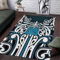 Custom Aotearoa Ngati Porou Area Rug Maori Tribal Pattern Mix Poutama LT05 Blue - Polynesian Pride