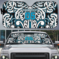 Custom Aotearoa Ngati Porou Auto Sun Shade Maori Tribal Pattern Mix Poutama LT05 Blue - Polynesian Pride