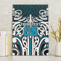 Custom Aotearoa Ngati Porou Canvas Wall Art Maori Tribal Pattern Mix Poutama LT05 Without Frame Blue - Polynesian Pride
